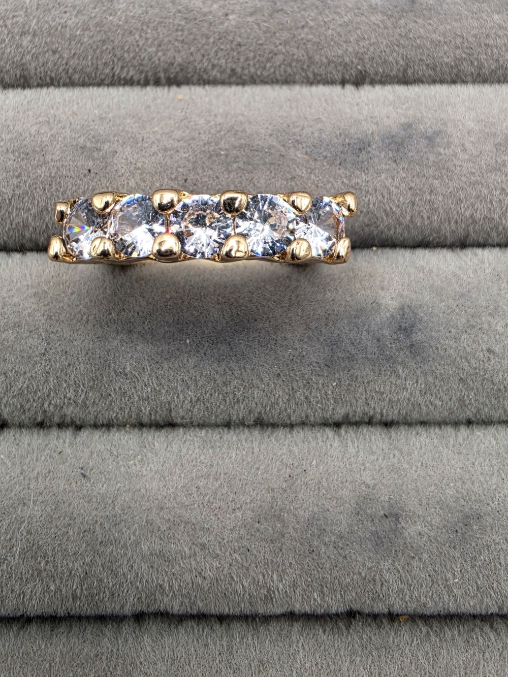 Gold-Tone CZ Band Ring Size 8 - White Stones